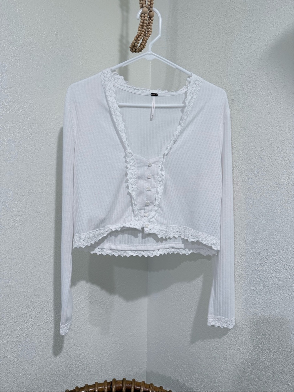 Free People Lace Button Crop Top